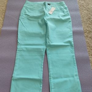 Cropped pull on dress pants, size S, aqua